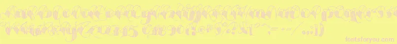 Espesorolas1-fontti – vaaleanpunaiset fontit keltaisella taustalla