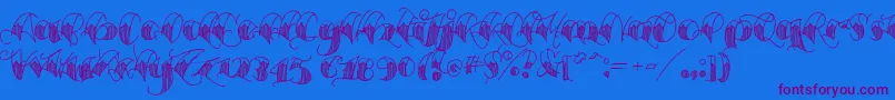 Espesorolas1-Schriftart – Violette Schriften auf blauem Hintergrund