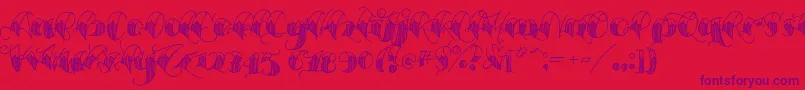 フォントEspesorolas1 – 赤い背景に紫のフォント
