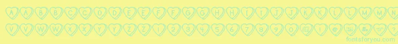 SweetHeartsTt Font – Green Fonts on Yellow Background