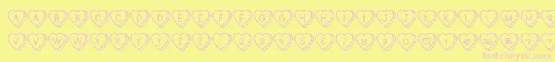 SweetHeartsTt-Schriftart – Rosa Schriften auf gelbem Hintergrund