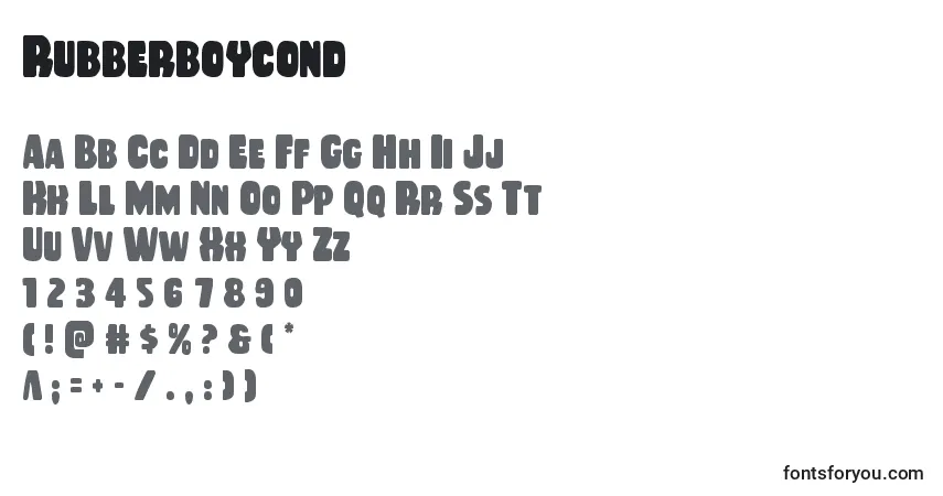 Czcionka Rubberboycond – alfabet, cyfry, specjalne znaki