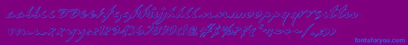 Eagleclaw3Di-Schriftart – Blaue Schriften auf violettem Hintergrund