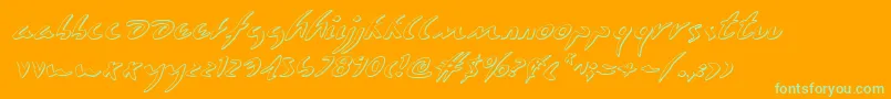 Eagleclaw3Di-Schriftart – Grüne Schriften auf orangefarbenem Hintergrund