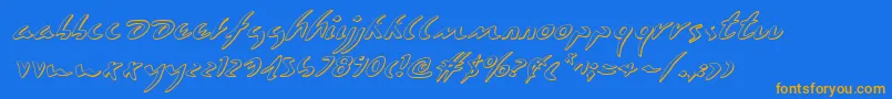 Eagleclaw3Di-Schriftart – Orangefarbene Schriften auf blauem Hintergrund