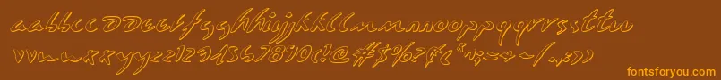 Eagleclaw3Di-Schriftart – Orangefarbene Schriften auf braunem Hintergrund