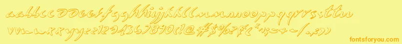 Fonte Eagleclaw3Di – fontes laranjas em um fundo amarelo