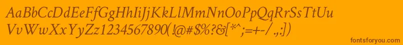 Fonte Crimsontext Italic – fontes marrons em um fundo laranja