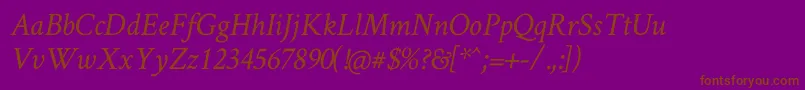 Crimsontext Italic-fontti – ruskeat fontit violetilla taustalla