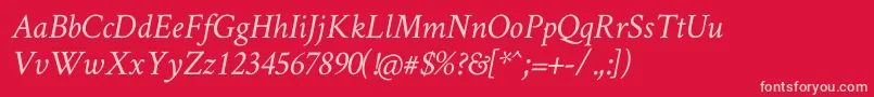 フォントCrimsontext Italic – 赤い背景にピンクのフォント