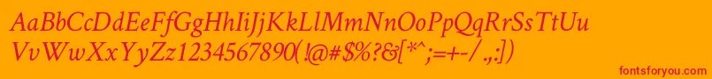 Fonte Crimsontext Italic – fontes vermelhas em um fundo laranja