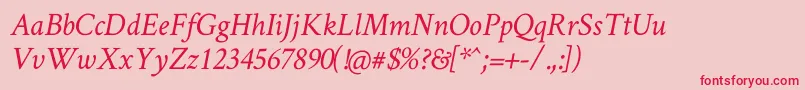 Fonte Crimsontext Italic – fontes vermelhas em um fundo rosa