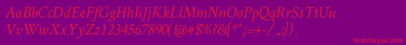 Crimsontext Italic Font – Red Fonts on Purple Background