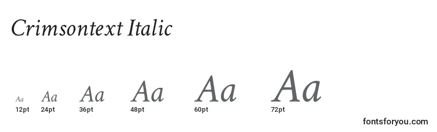 Размеры шрифта Crimsontext Italic