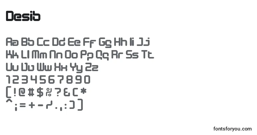 Czcionka Desib – alfabet, cyfry, specjalne znaki