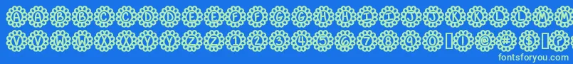 フォントFlowerPowerBold – 青い背景に緑のフォント