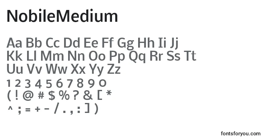 A fonte NobileMedium – alfabeto, números, caracteres especiais