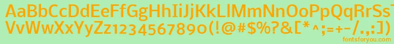 フォントNobileMedium – オレンジの文字が緑の背景にあります。