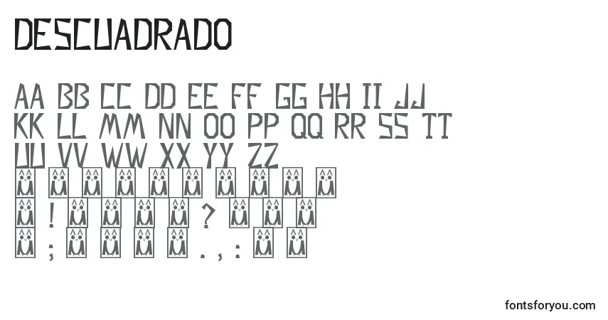 Czcionka Descuadrado – alfabet, cyfry, specjalne znaki