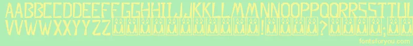 Descuadrado-fontti – keltaiset fontit vihreällä taustalla