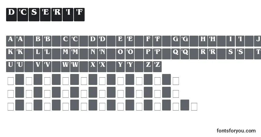 A fonte DcSerif – alfabeto, números, caracteres especiais