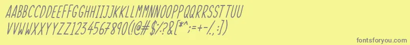 SkinnyThingsItalic Font – Gray Fonts on Yellow Background