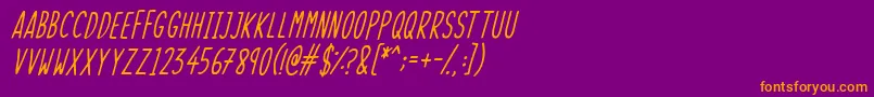 SkinnyThingsItalic Font – Orange Fonts on Purple Background