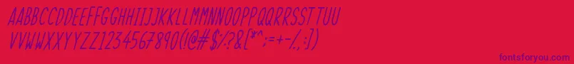 SkinnyThingsItalic Font – Purple Fonts on Red Background