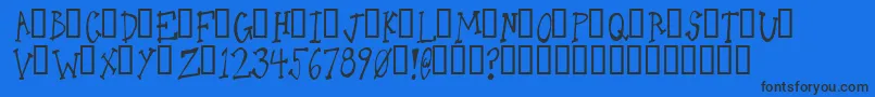 OneLeggedDonkey-Schriftart – Schwarze Schriften auf blauem Hintergrund