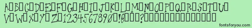 OneLeggedDonkey-Schriftart – Schwarze Schriften auf grünem Hintergrund