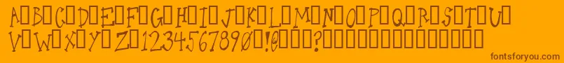 Fonte OneLeggedDonkey – fontes marrons em um fundo laranja