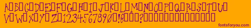 OneLeggedDonkey-Schriftart – Violette Schriften auf orangefarbenem Hintergrund