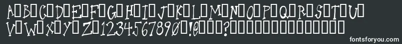 OneLeggedDonkey-fontti – valkoiset fontit mustalla taustalla
