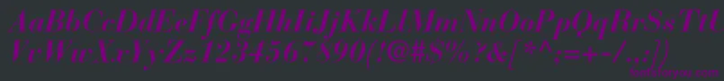 Czcionka BauerbodonistdBolditalic – fioletowe czcionki na czarnym tle