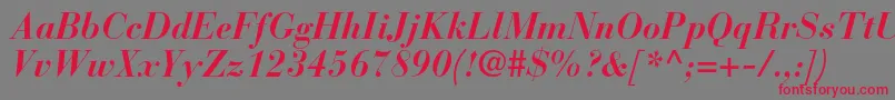 BauerbodonistdBolditalic Font – Red Fonts on Gray Background