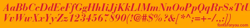 BauerbodonistdBolditalic Font – Red Fonts on Orange Background