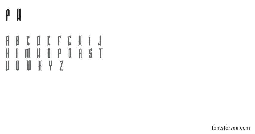 Schriftart PkHigmonum – Alphabet, Zahlen, spezielle Symbole