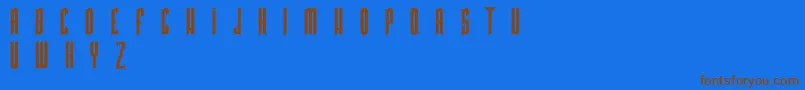 フォントPkHigmonum – 茶色の文字が青い背景にあります。