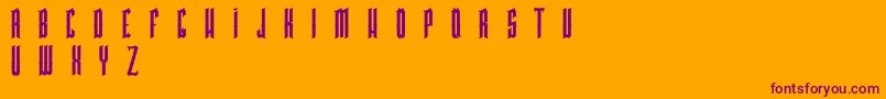 PkHigmonum-Schriftart – Violette Schriften auf orangefarbenem Hintergrund