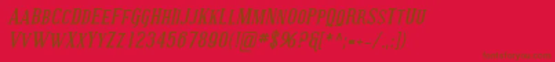 SfcovingtonscBolditalic-Schriftart – Braune Schriften auf rotem Hintergrund