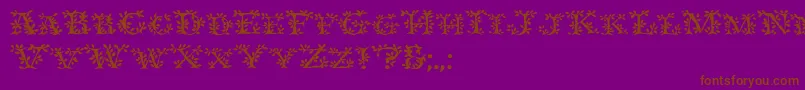 Ivydisplaycaps-Schriftart – Braune Schriften auf violettem Hintergrund