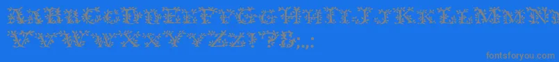 Ivydisplaycaps-fontti – harmaat kirjasimet sinisellä taustalla