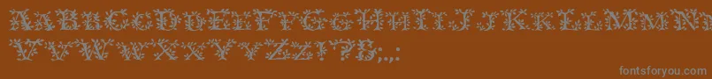 Ivydisplaycaps-fontti – harmaat kirjasimet ruskealla taustalla