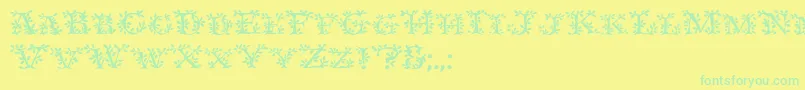 Czcionka Ivydisplaycaps – zielone czcionki na żółtym tle