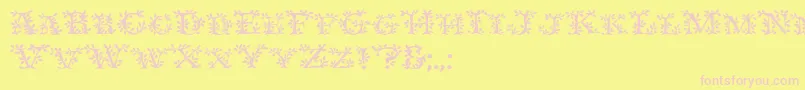 Ivydisplaycaps-fontti – vaaleanpunaiset fontit keltaisella taustalla