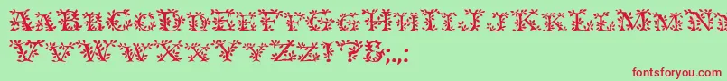 フォントIvydisplaycaps – 赤い文字の緑の背景