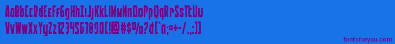 Battleworld-Schriftart – Violette Schriften auf blauem Hintergrund