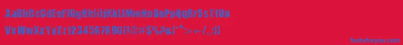 CowsInTheUs-Schriftart – Blaue Schriften auf rotem Hintergrund