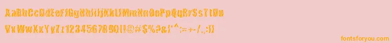 CowsInTheUs-Schriftart – Orangefarbene Schriften auf rosa Hintergrund