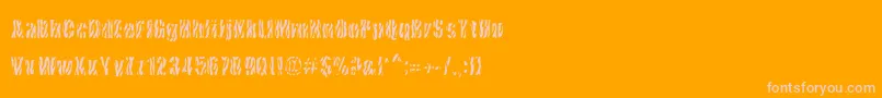 Fonte CowsInTheUs – fontes rosa em um fundo laranja